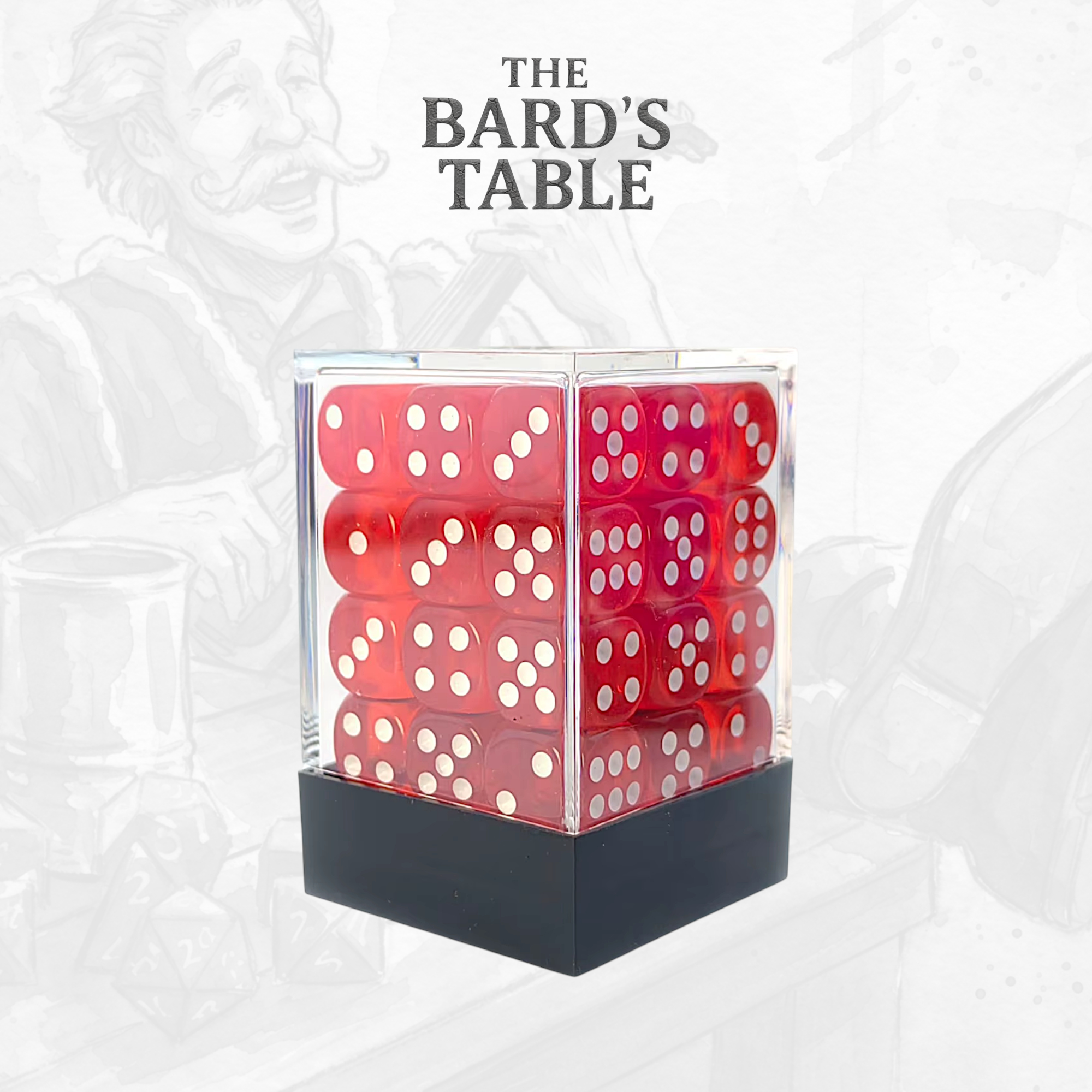 Translucent Red - 36x Rounded-Square 12mm Dice